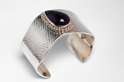 Benson Manygoats Diamond Stamped Bracelet with Sugalite Stone